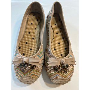 Women's Vera Wang Slip On Loafers Size 9M Multi Color Decorative Bow